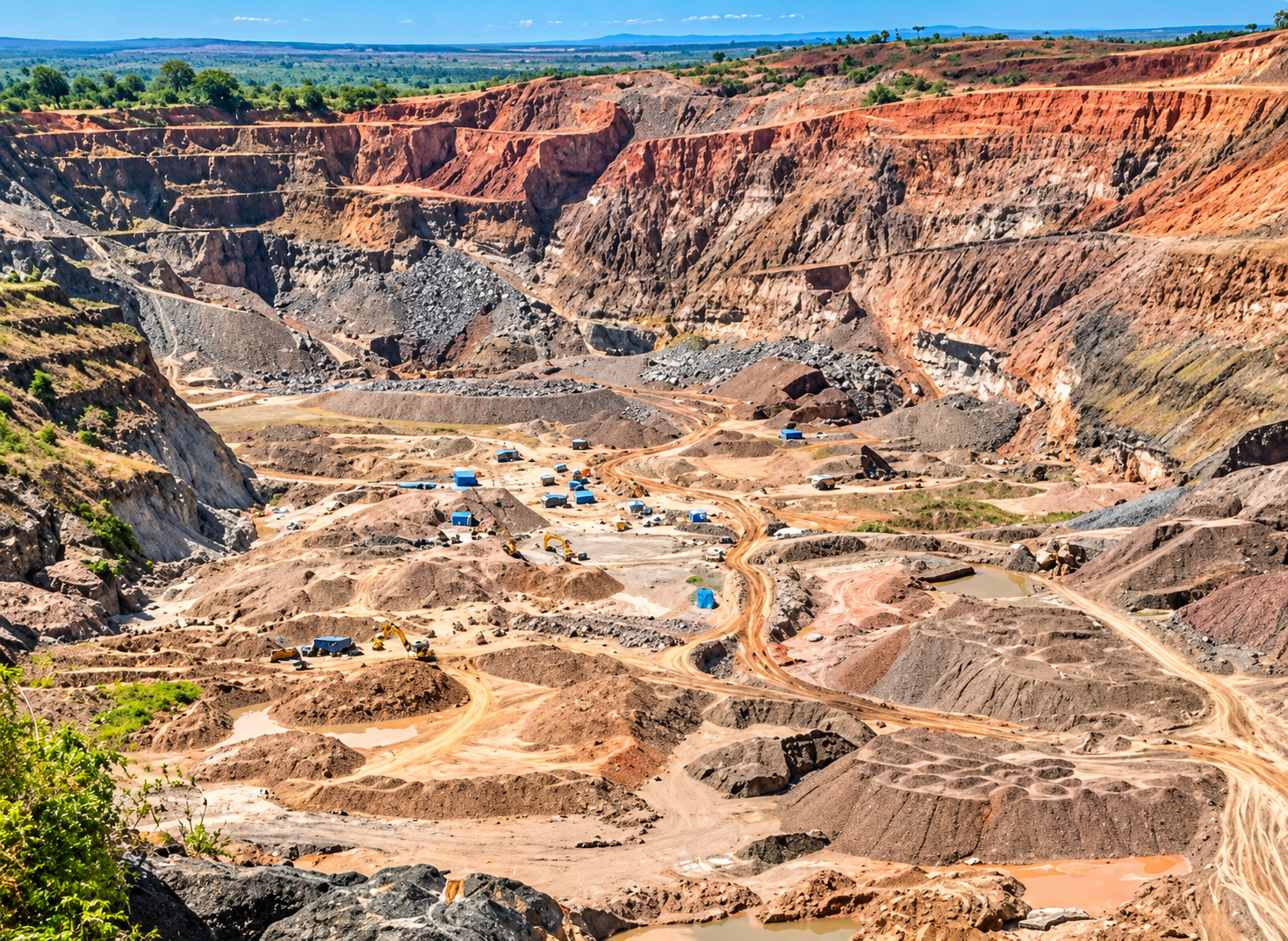 Mushishima copper-bearing tailings and mining environment, Zambia
