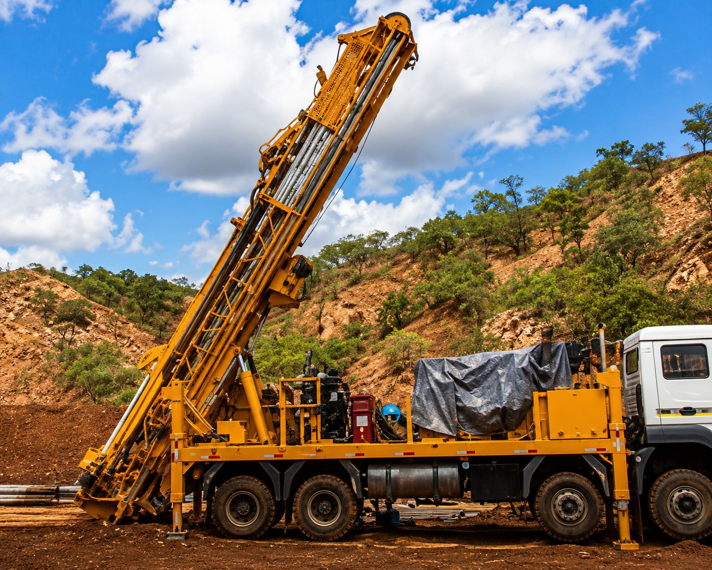Drill rig and crew at the Matuka copper project