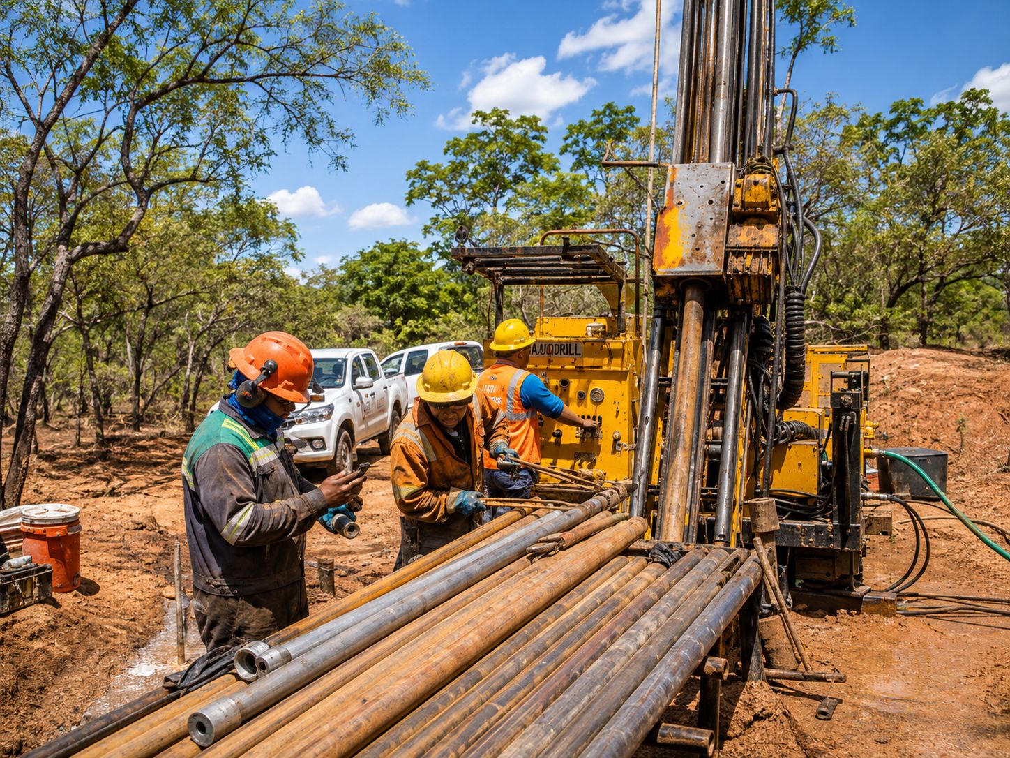 Diamond drilling in progress at the Kapako copper project