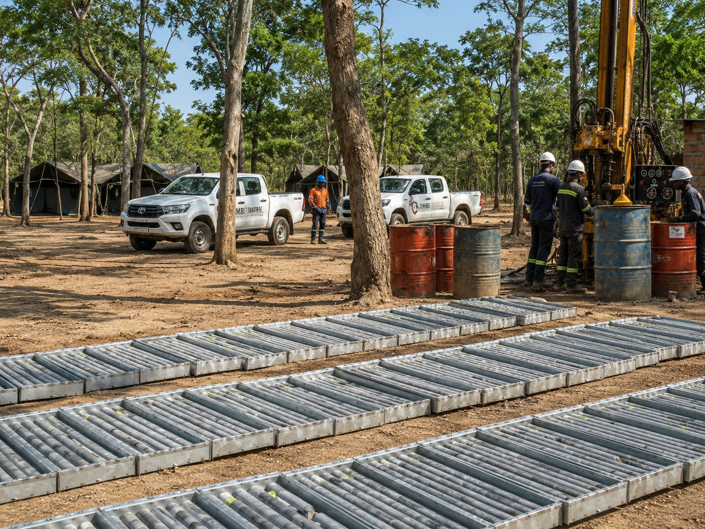 Low-impact exploration camp set within Zambian miombo woodland