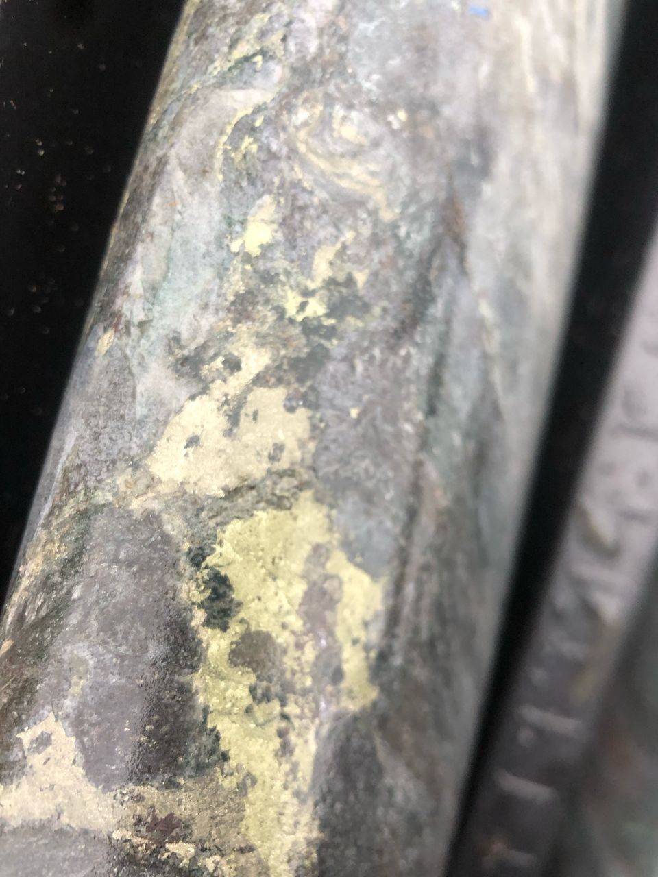 Chalcopyrite and pyrite mineralisation in Matuka drill core