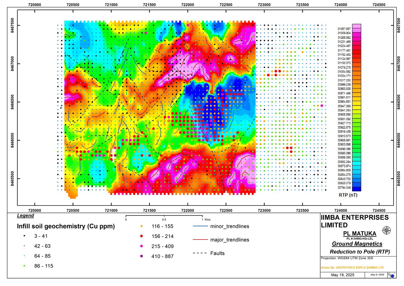 Ground magnetic survey over the Matuka target showing the shear-zone-controlled magnetic low